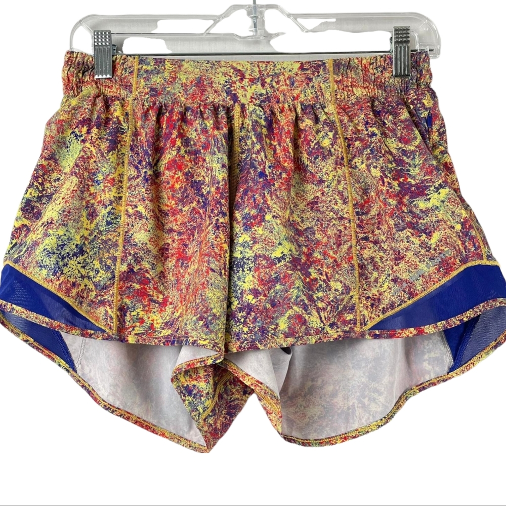 Lululemon Seawheeze 2019 Yellow Red Hotty Hot Shorts EUC Size 10